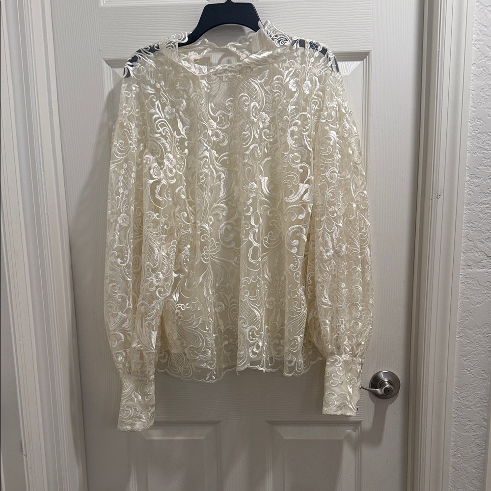 Eloquii Cream Lace Blouse